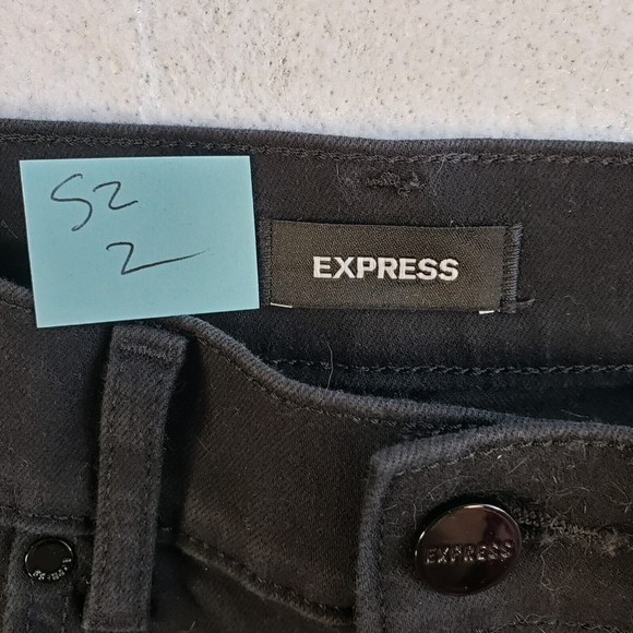 Express Skinny High Rise Jeans Women Size 2R Black Denim 5 Pockets Logo Stretch - Picture 5 of 12